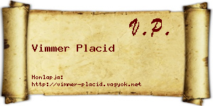 Vimmer Placid névjegykártya